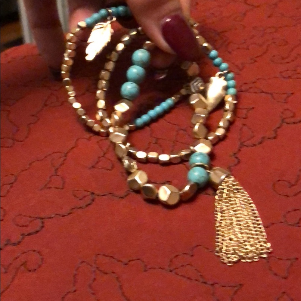 😘🎉set of 3 gold and turquoise bracelets